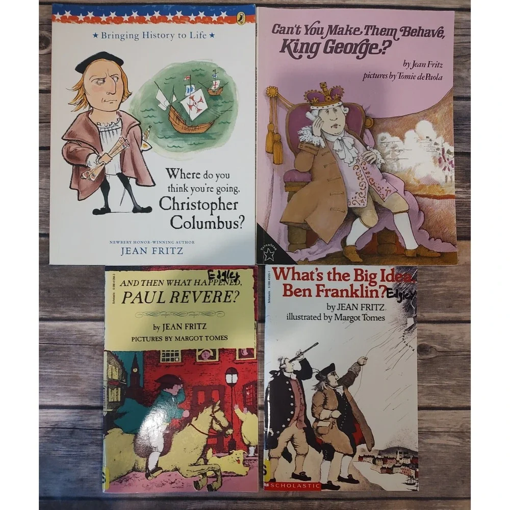 4 Jean Fritz book lot Franklin Columbus King George Revere PB Lot